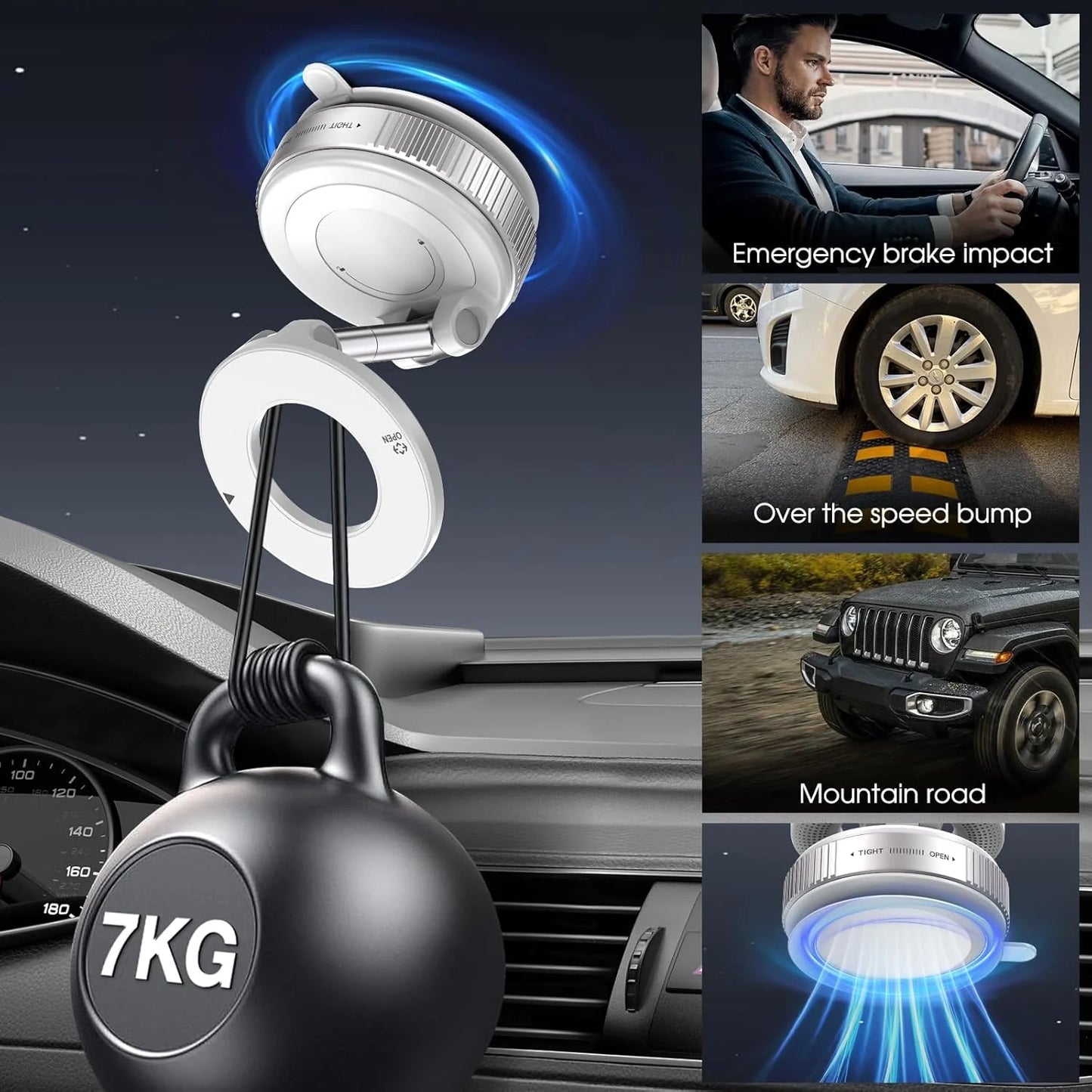 Majestic vacuum-magnetic car phone holders.